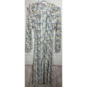 C&V Chelsea & Violet Floral Dress Kimono Duster Cardigan with belt,‎ sz M